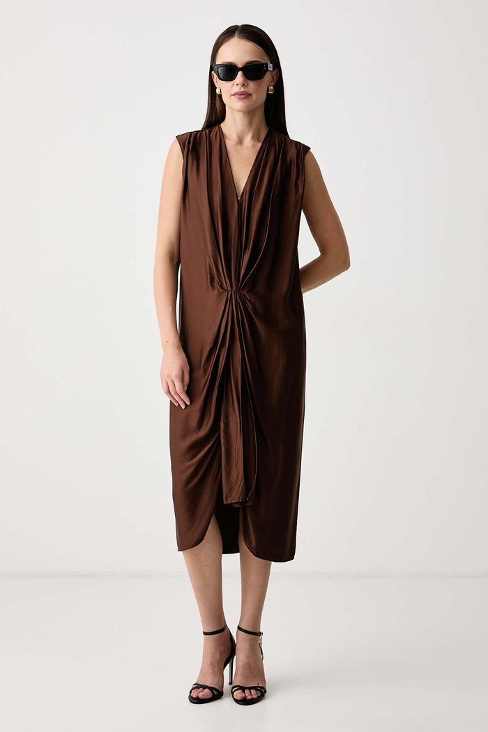 Pedro del Hierro Sukienka letnia z wiskozą 3814484 brązowy AW26