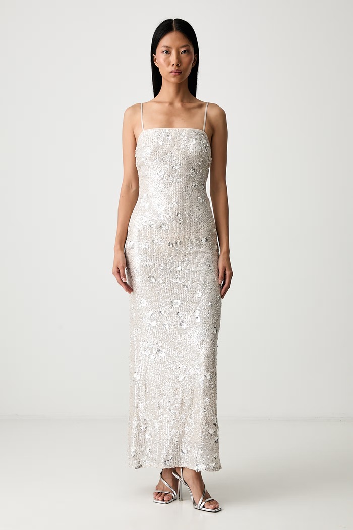 Bardot sukienka SINCLAIRE srebrny 60534DB