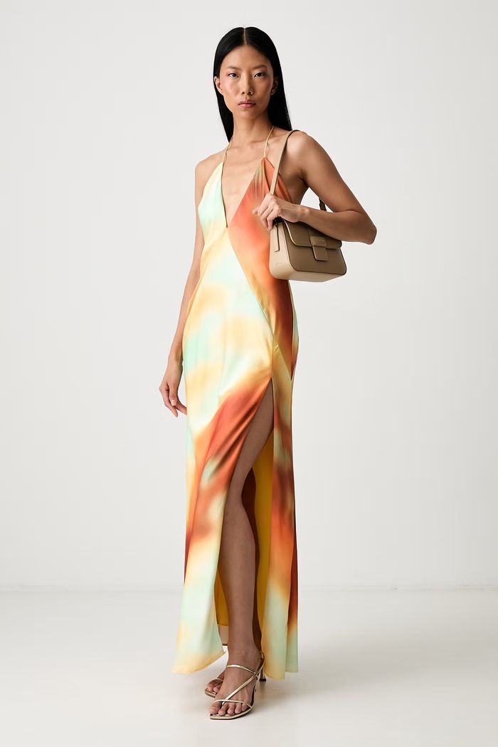 Bardot sukienka halter LIZBETH 59939DB2 pomarańczowy AW26
