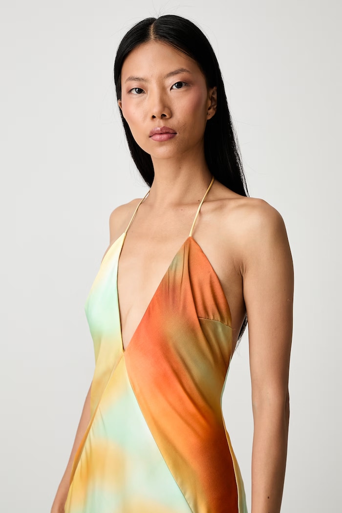 Bardot rochie halter LIZBETH portocaliu 59939DB2