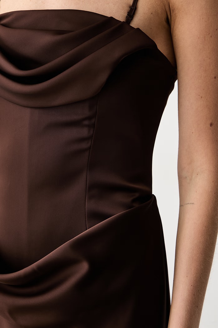 Rotate sukienka drapowana 1163362910 brązowy