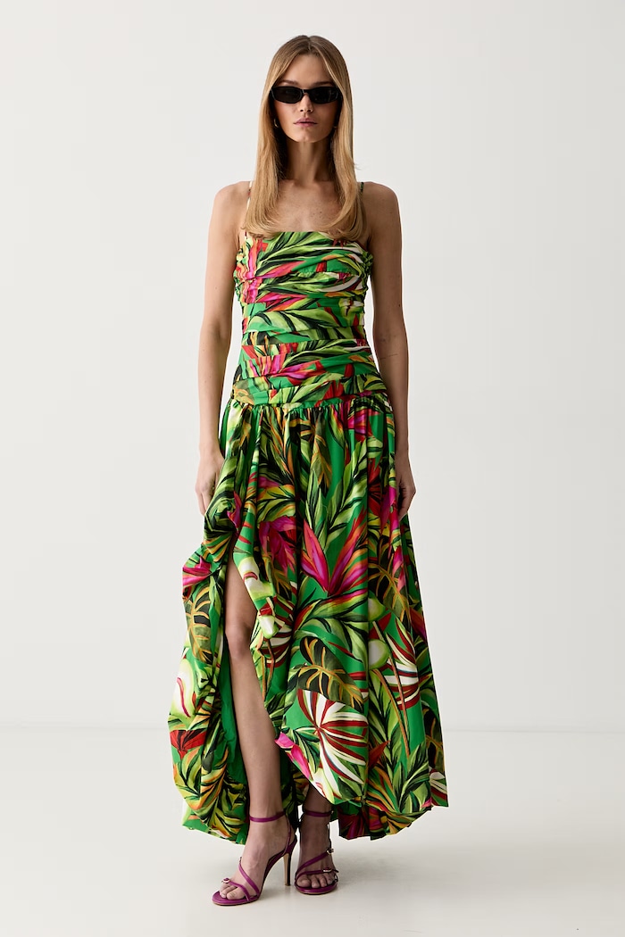 Farm Rio rochie asimetrică din bumbac 363485 verde AW26