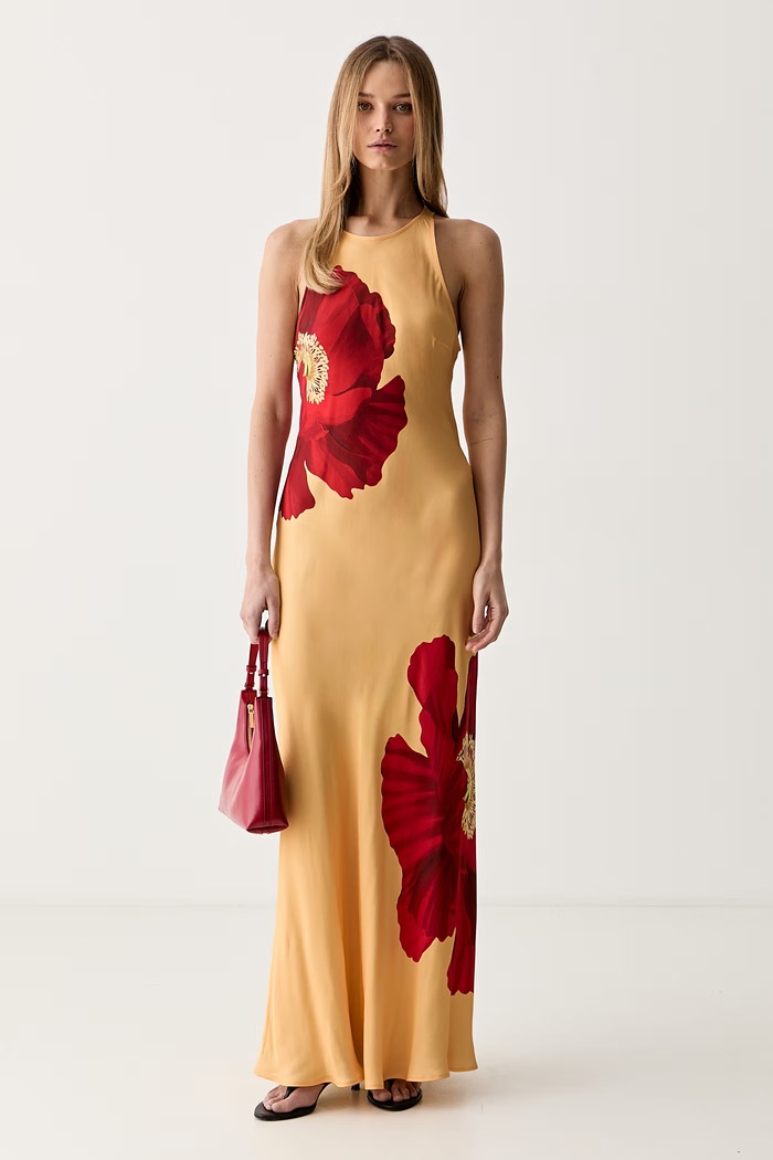 Farm Rio sukienka z wiskozy 363191 żółty AW26