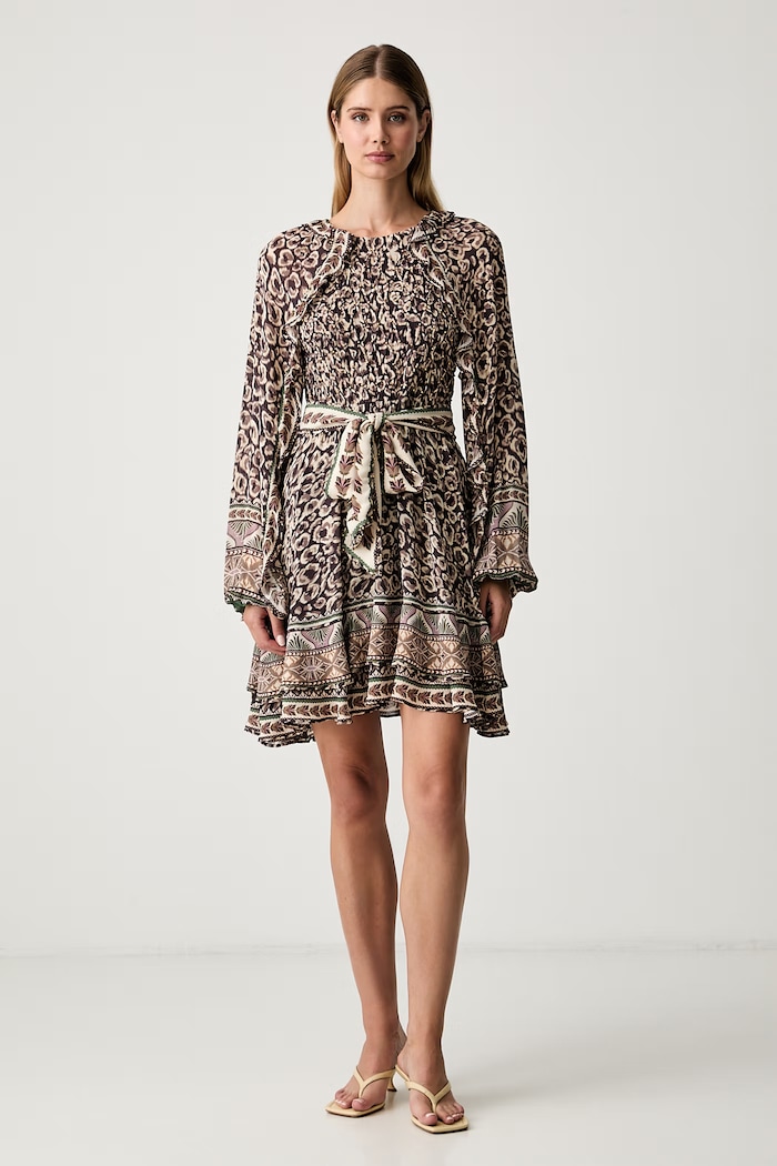 Farm Rio sukienka z wiskozy brązowy 356760