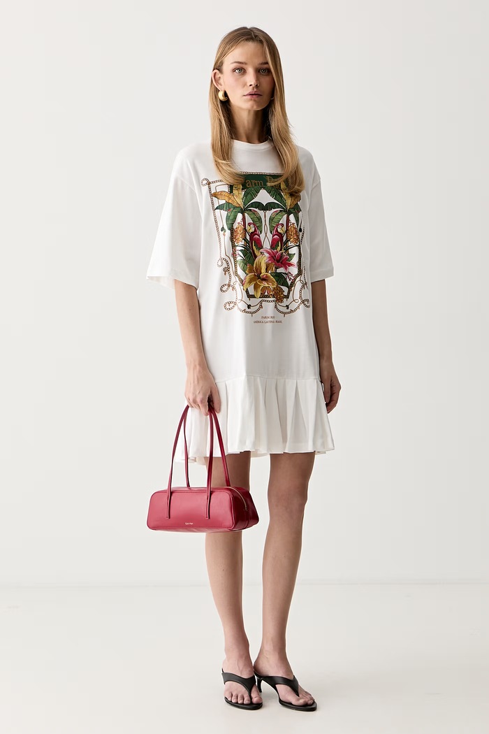 Farm Rio rochie oversized din bumbac 356437 alb AW26