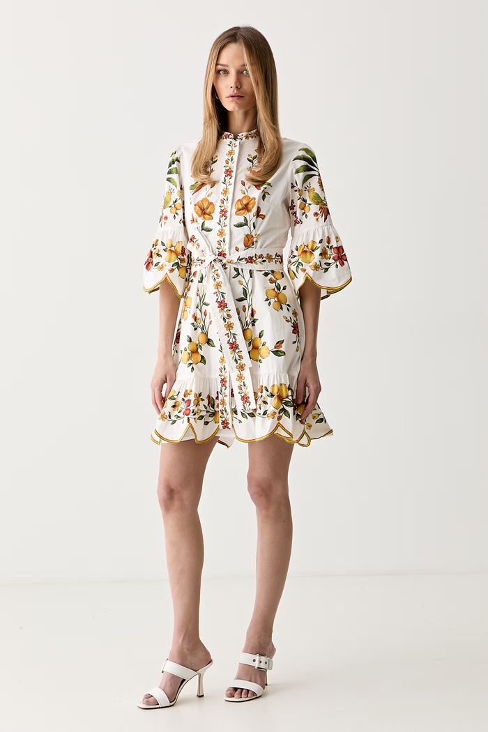 Farm Rio rochie evazată din bumbac 356404 alb AW26