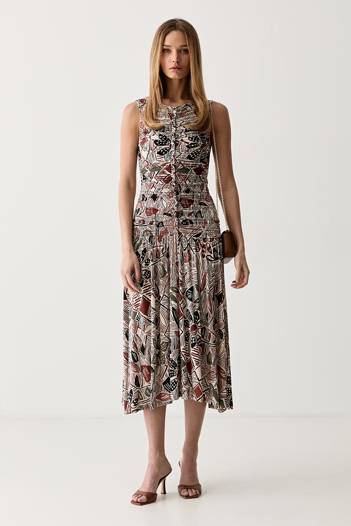 Farm Rio ντραπέ με βισκόζη 356211 καφέ AW26