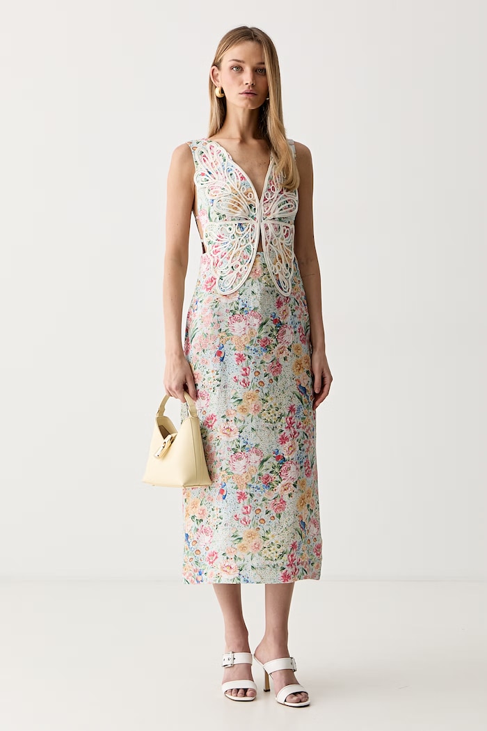 Farm Rio rochie de vară din in 355813 albastru AW26
