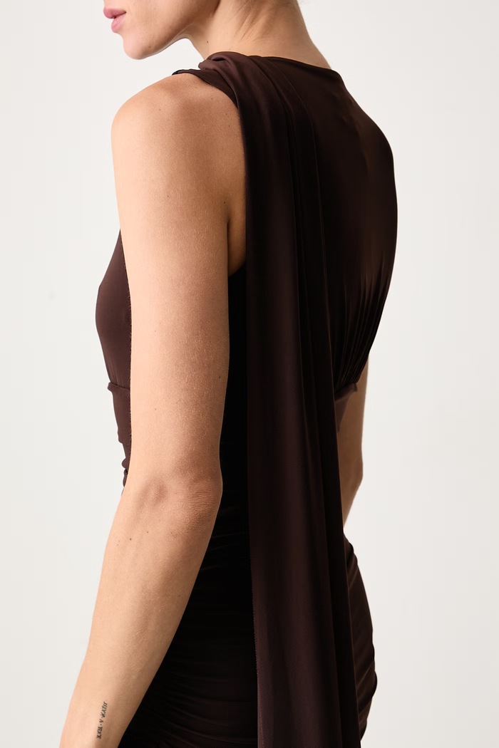 Sukienka ALVERIE Bardot 60452DB brązowy