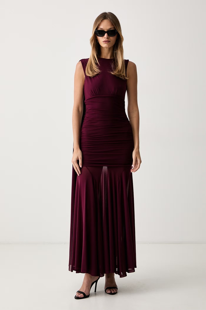 Bardot sukienka ALVERIE 60452DB bordowy AW26