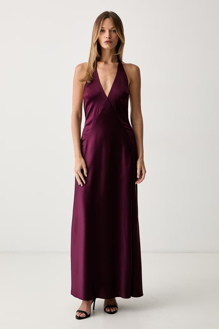 Bardot sukienka rozkloszowana CITRINE bordowy 60400DB