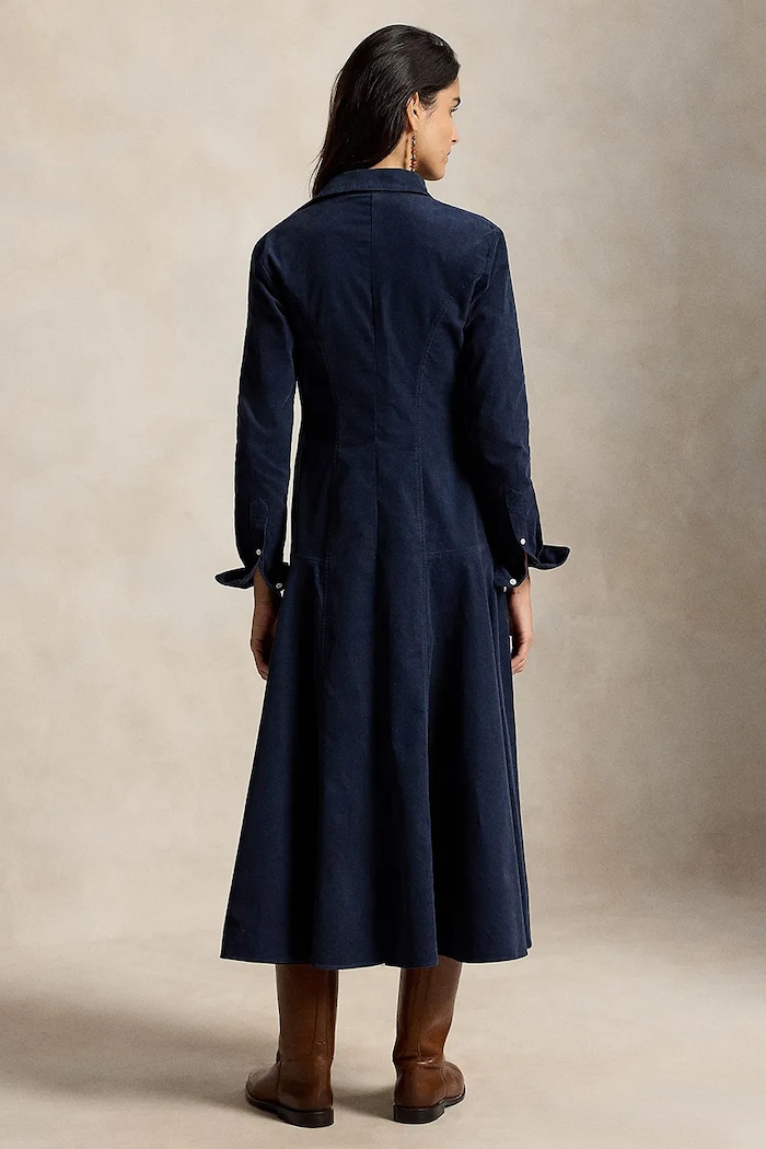 Polo Ralph Lauren sukienka rozkloszowana z bawełną 211B17452 granatowy AW26