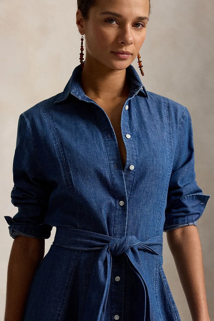 Polo Ralph Lauren sukienka rozkloszowana jeansowa niebieski 211B23998