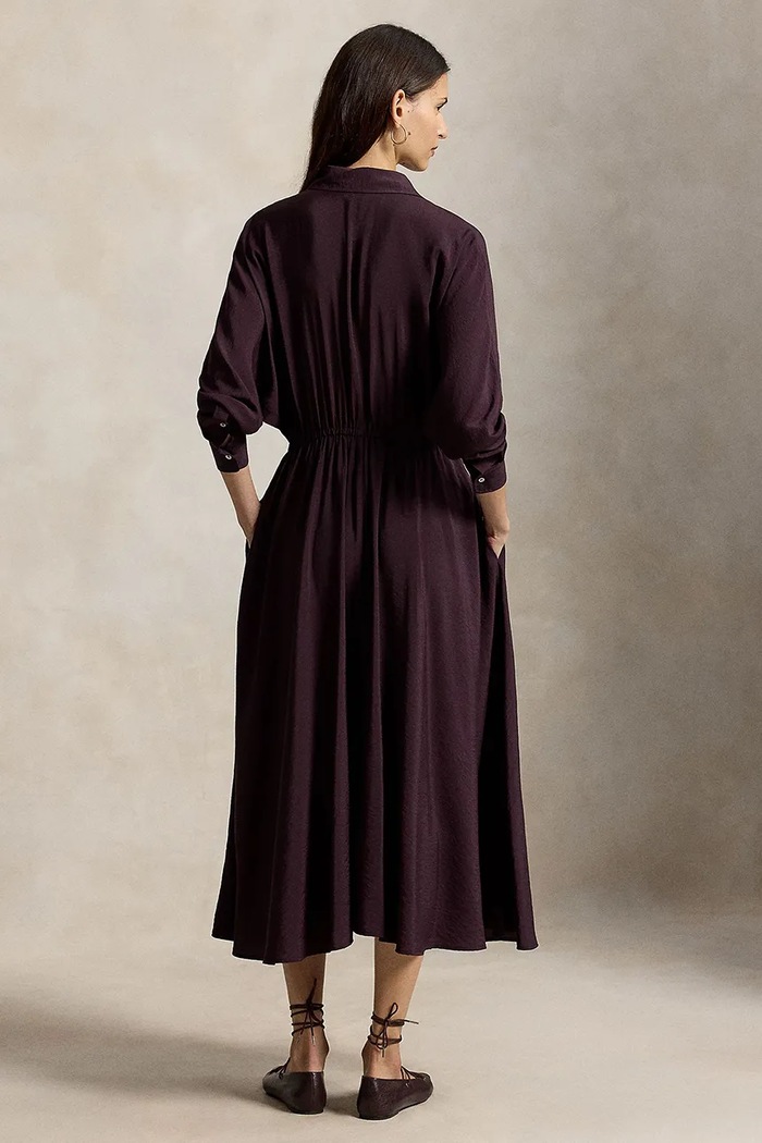 Polo Ralph Lauren rozšířené šaty s viskózou 211B22154 fialová AW26