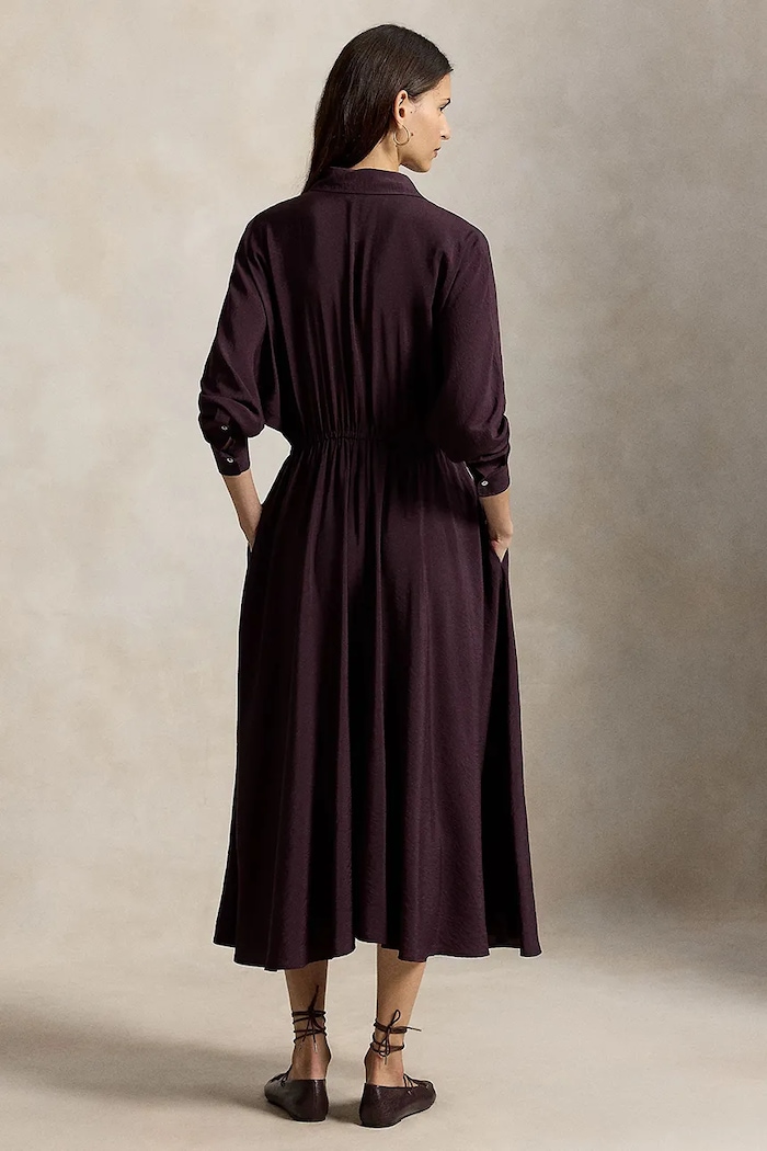 Polo Ralph Lauren rozšířené šaty s viskózou 211B22154 fialová AW26