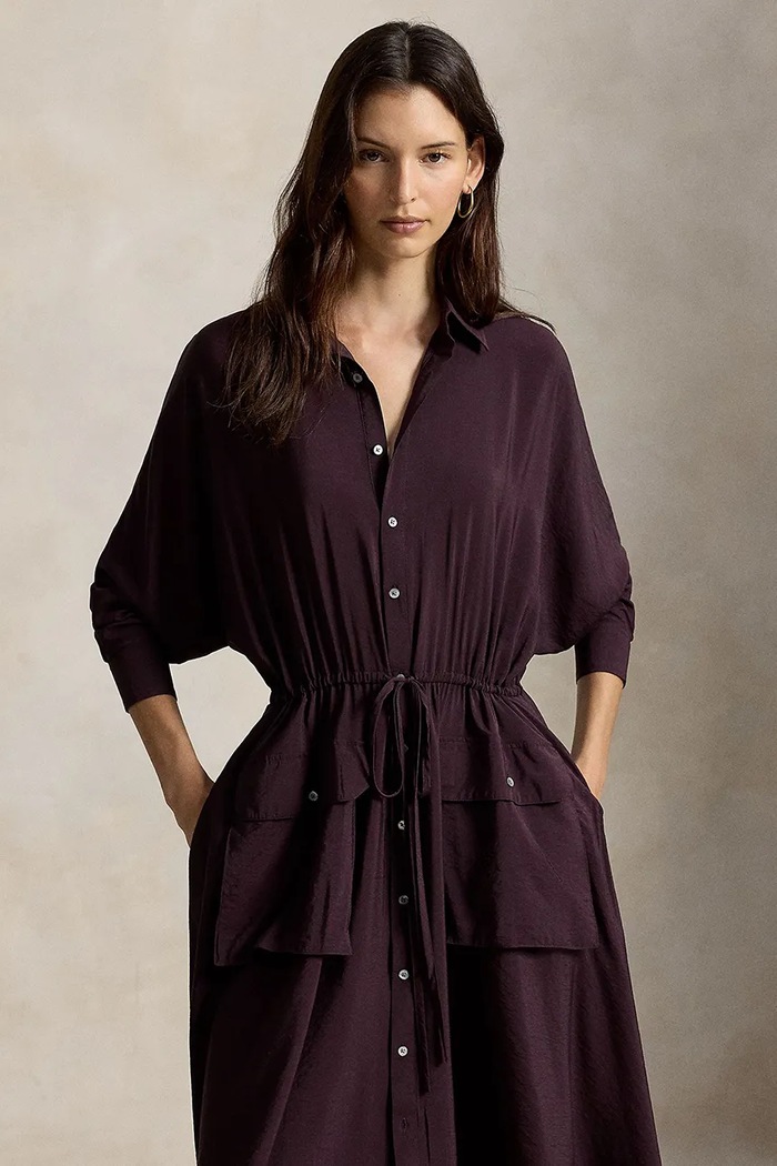 Oblečení Polo Ralph Lauren rozšířené šaty s viskózou 211B22154 fialová