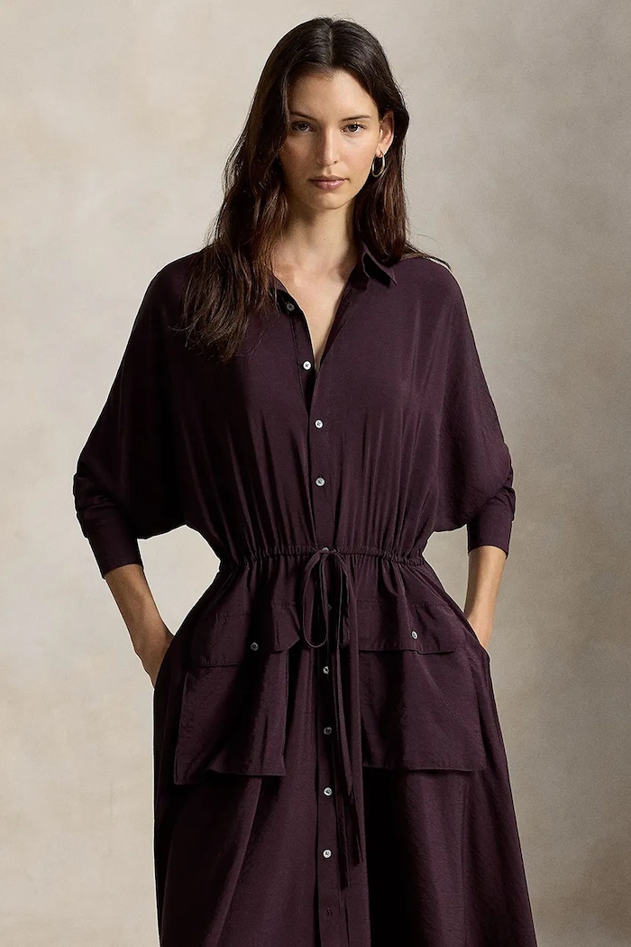 Oblečení Polo Ralph Lauren rozšířené šaty s viskózou 211B22154 fialová