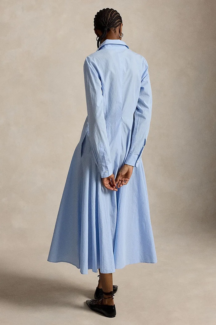 Polo Ralph Lauren rochie tip cămașă din bumbac 211B17456 albastru AW26