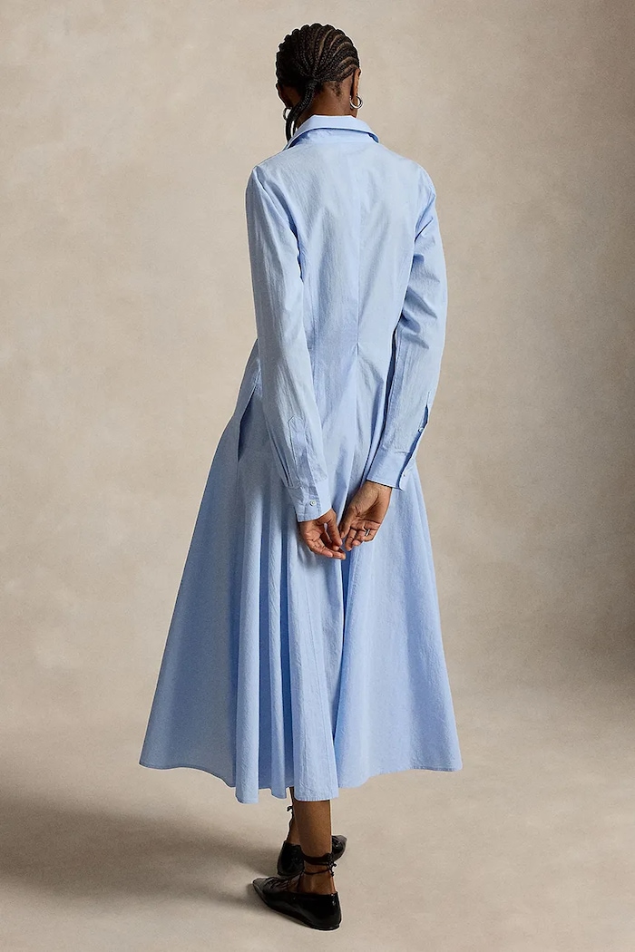 Polo Ralph Lauren rochie tip cămașă din bumbac 211B17456 albastru AW26