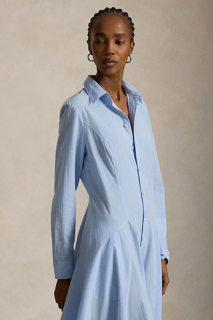 Îmbrăcăminte Polo Ralph Lauren rochie tip cămașă din bumbac 211B17456 albastru