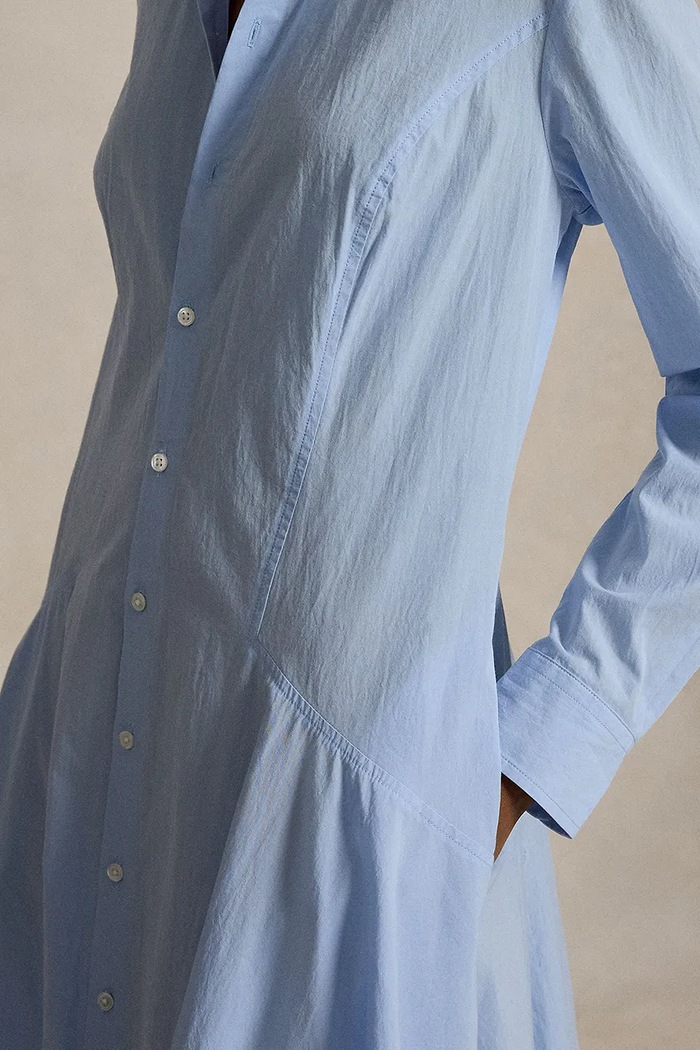 Polo Ralph Lauren rochie tip cămașă din bumbac albastru 211B17456