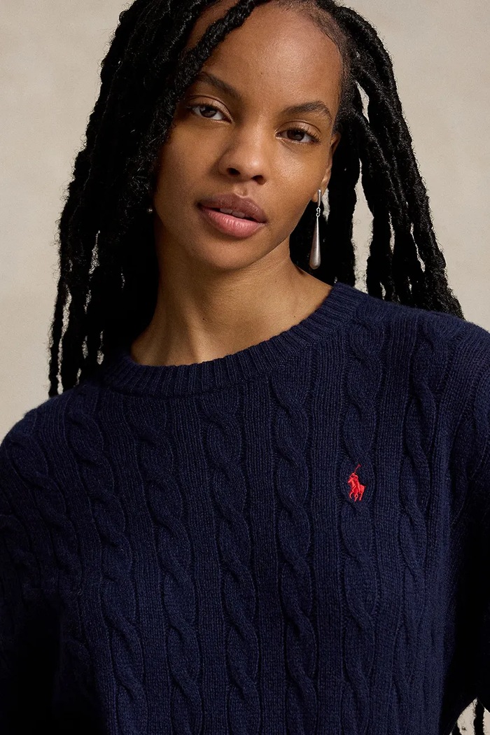 Polo Ralph Lauren sukienka sweterkowa wełniana granatowy 211B17446