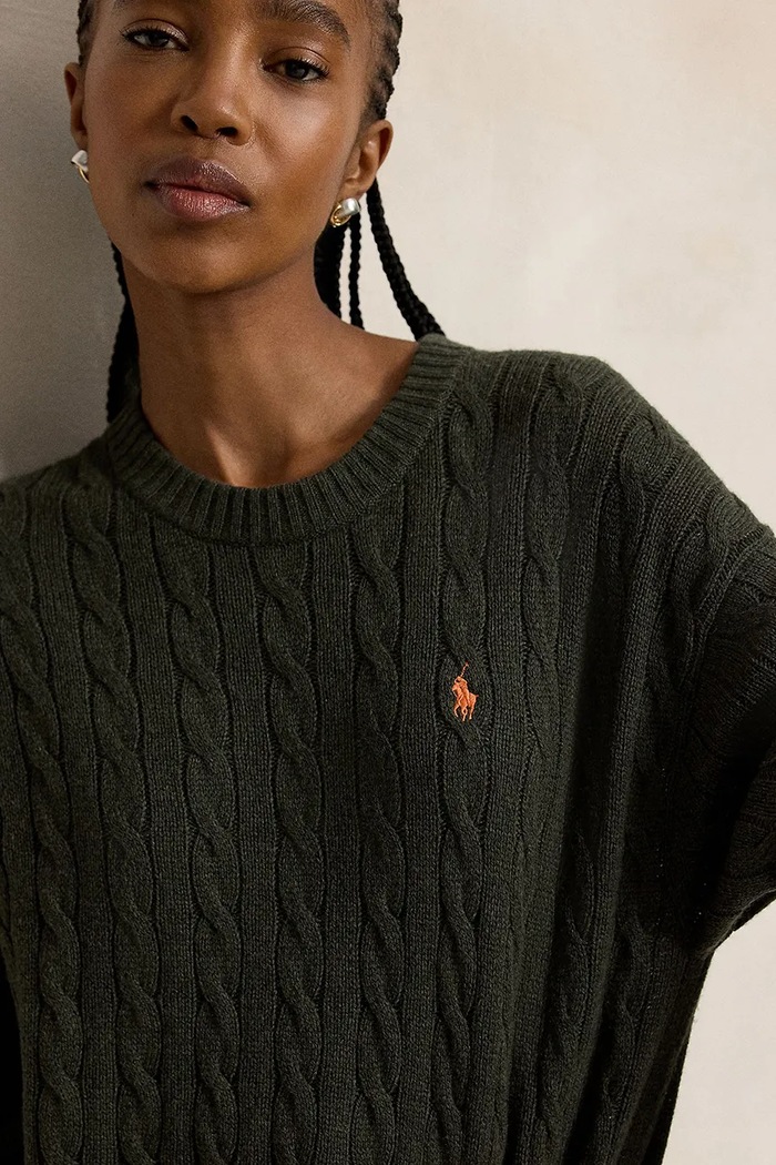 Sukienka sweterkowa wełniana Polo Ralph Lauren 211B17446 zielony