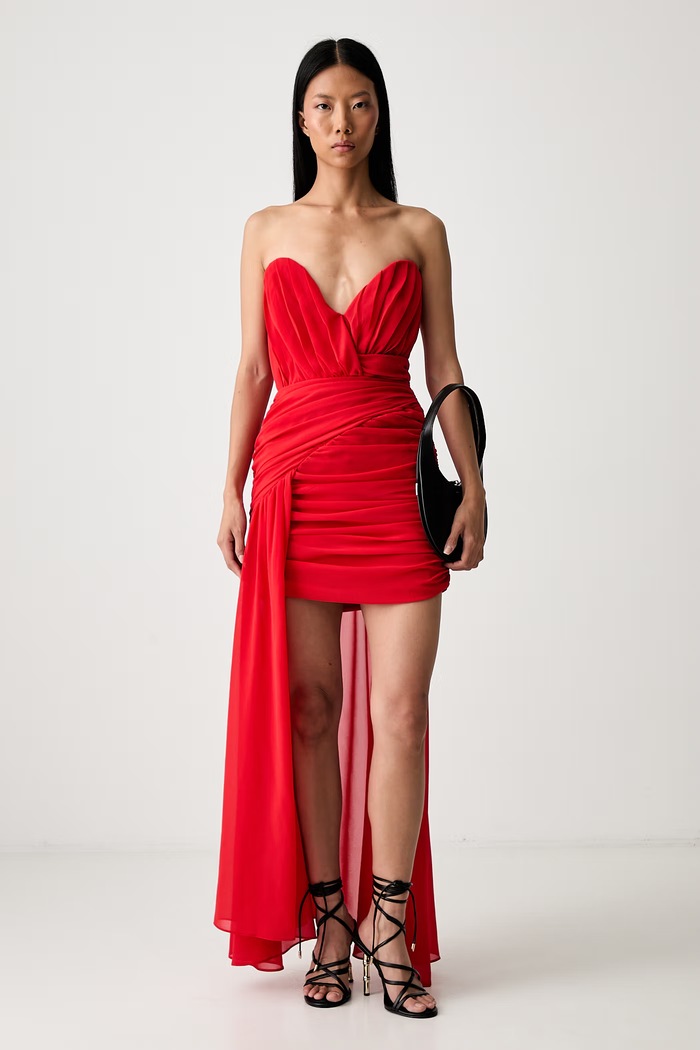 Bardot sukienka gorsetowa REMALIA 60555DB czerwony AW26