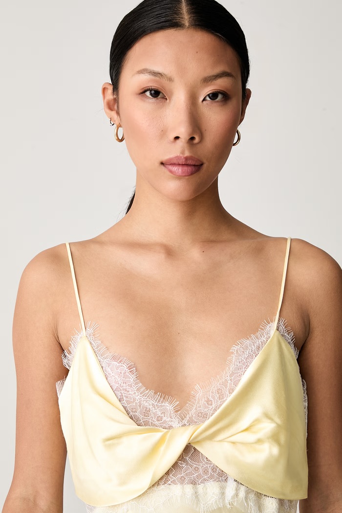 Bardot φόρεμα lingerie από βισκόζη TARYN κίτρινο 60508DB