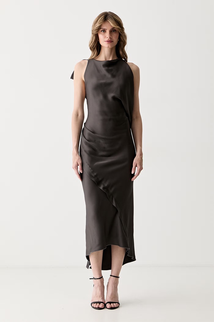 Victoria Beckham sukienka z acetatem brązowy 1326WDR007612A