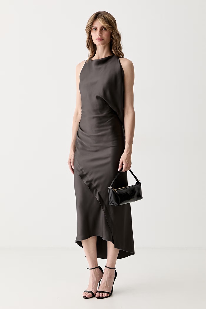 Victoria Beckham sukienka z acetatem 1326WDR007612A brązowy AW26