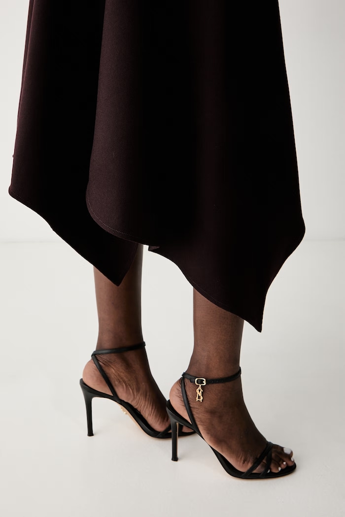 Victoria Beckham sukienka asymetryczna wełniana 1326WDR007460A bordowy