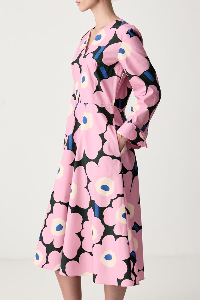 Φόρεμα babydoll βαμβακερό Marimekko 096283 ροζ