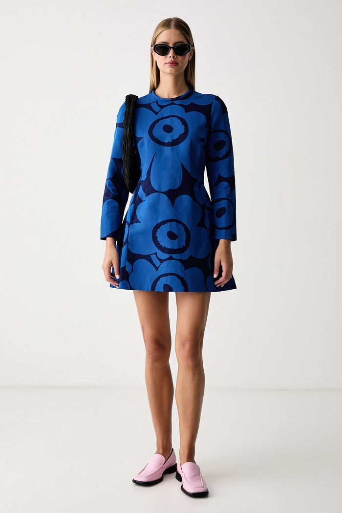 Marimekko Haljina s dodatkom lana 096281 plava AW26