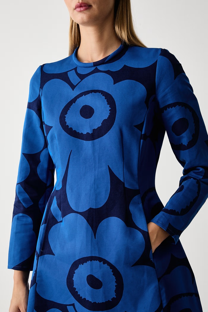 Haljina s dodatkom lana Marimekko 096281 plava