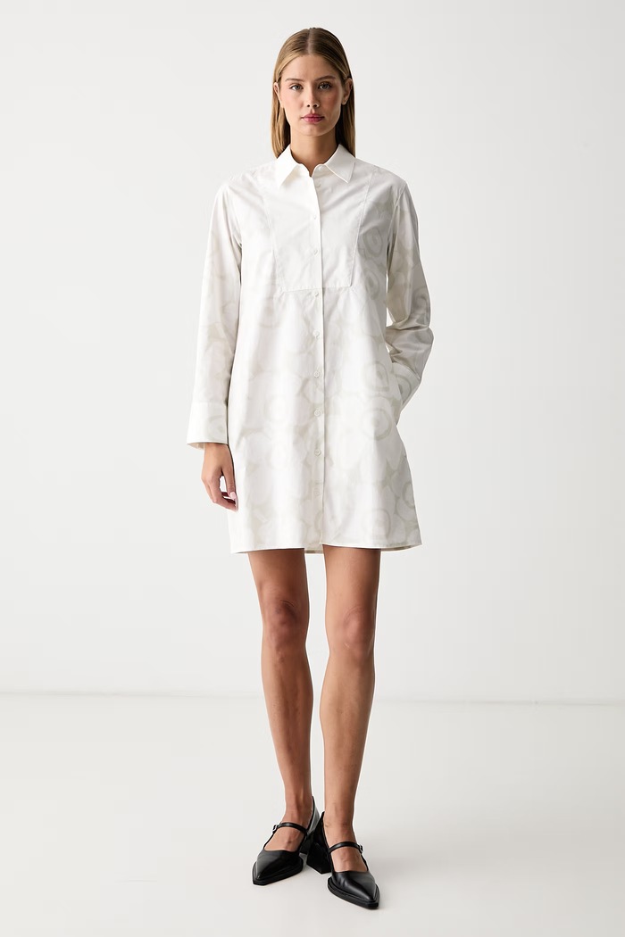 Marimekko Рокля тип риза от памук 096169 бежов AW26