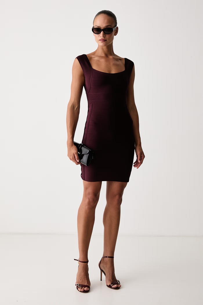 Guess Sukienka bodycon z wiskozą CARA W6BK74.Z1592 bordowy AW26