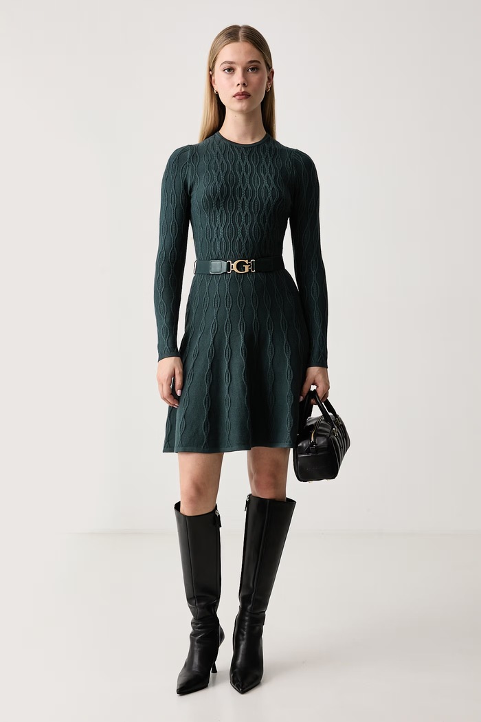 Guess Pletena haljina s viskozom YUKI W6BK64.Z1569 zelena AW26