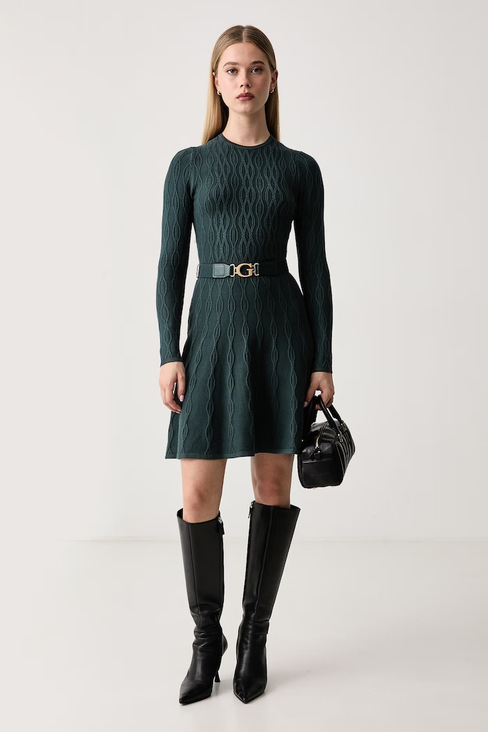 Guess Pletena haljina s viskozom YUKI W6BK64.Z1569 zelena AW26