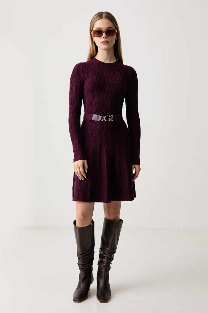 Guess Pletena haljina s viskozom YUKI W6BK64.Z1569 bordo AW26