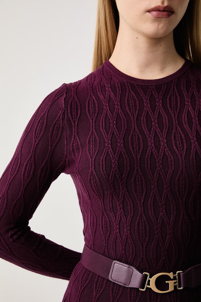 Pletena haljina s viskozom YUKI Guess W6BK64.Z1569 bordo