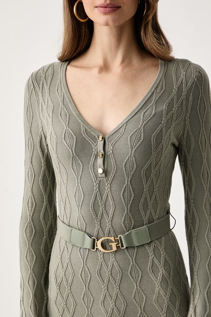Sukienka z wiskozą YUKI Guess W6BK62.Z1567 zielony