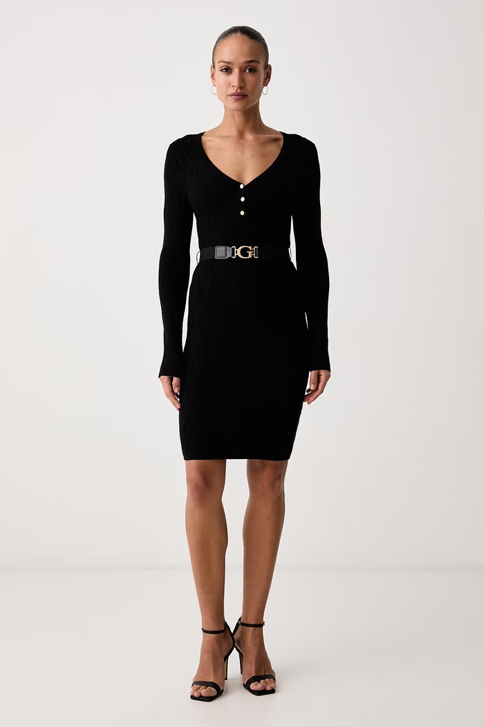 Guess Rochie cu vâscoză YUKI negru W6BK62.Z1567