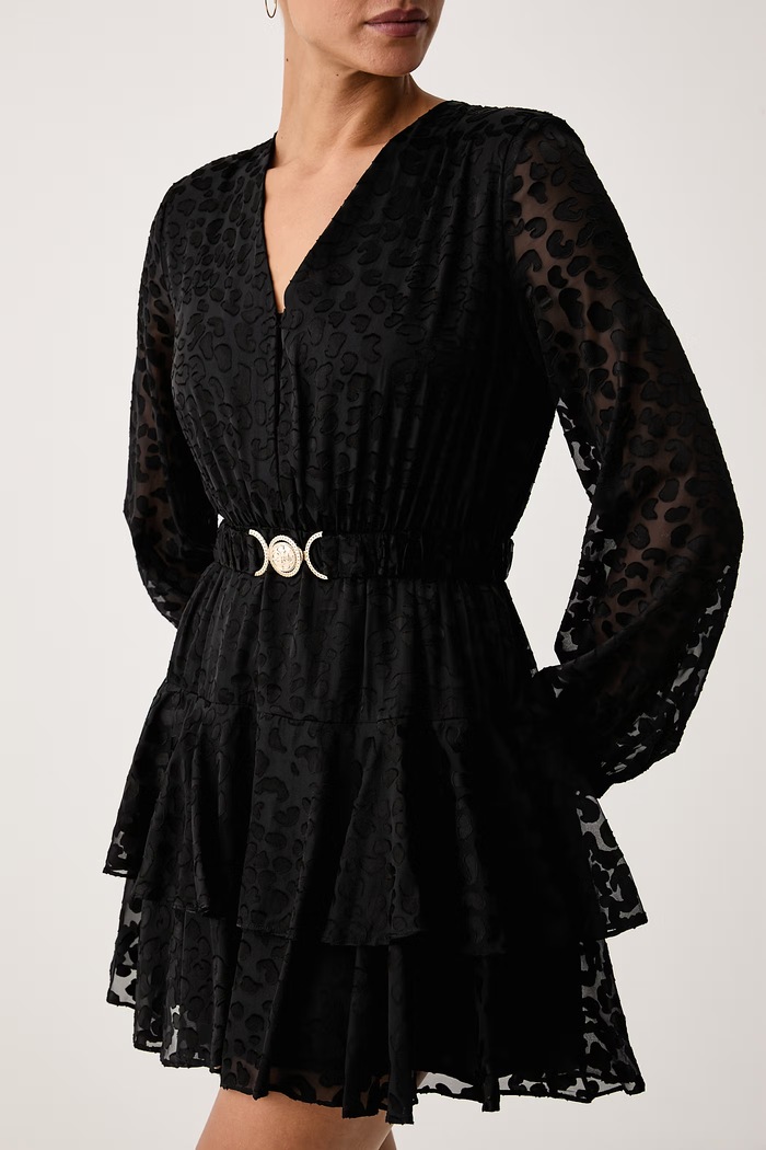 Haljina A-kroja CLARISSE Guess W6BK42.W4225 crna