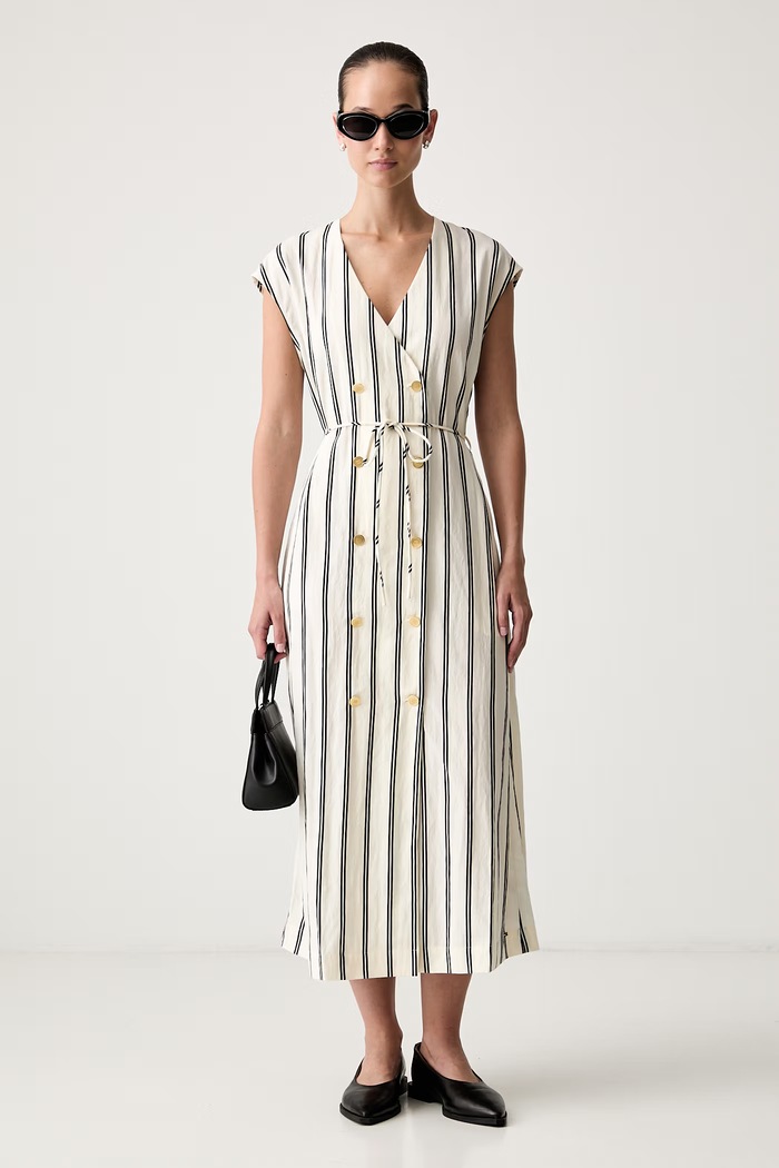 Tommy Hilfiger rozšířené šaty s lyocellem WW0WW51013 béžová AW26