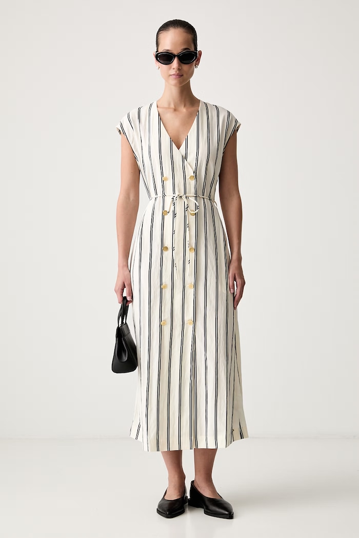 Tommy Hilfiger rozšířené šaty s lyocellem WW0WW51013 béžová AW26