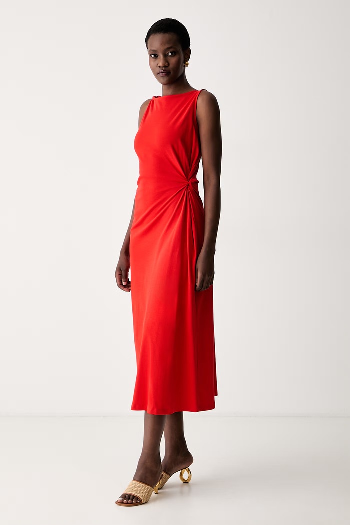 Tommy Hilfiger obleka A-kroja bombažna rdeča WW0WW50041
