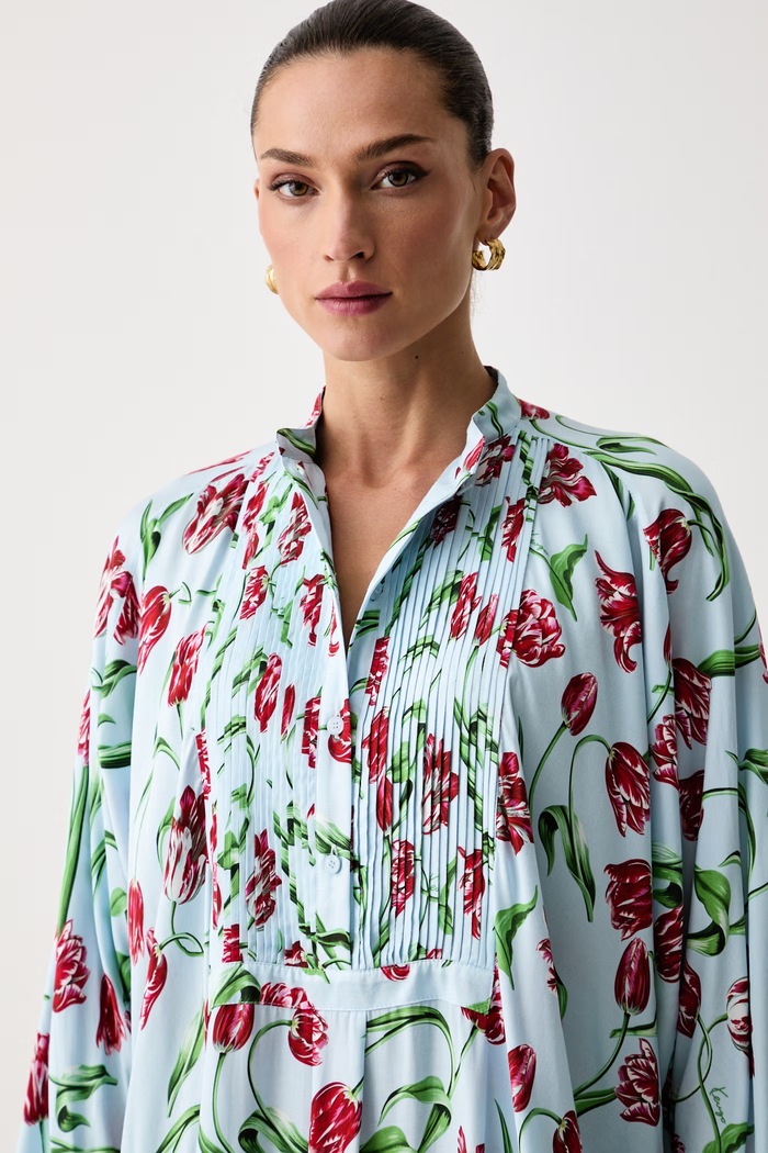 Kenzo sukienka rozkloszowana z wiskozy niebieski FG62RO4319O4