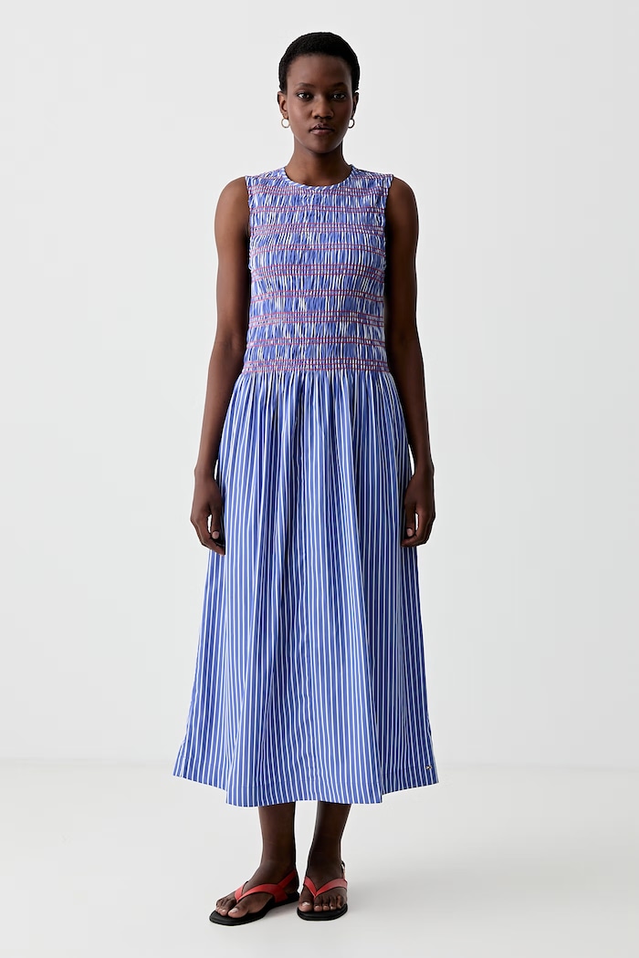 Tommy Hilfiger obleka A-kroja bombažna modra WW0WW49883