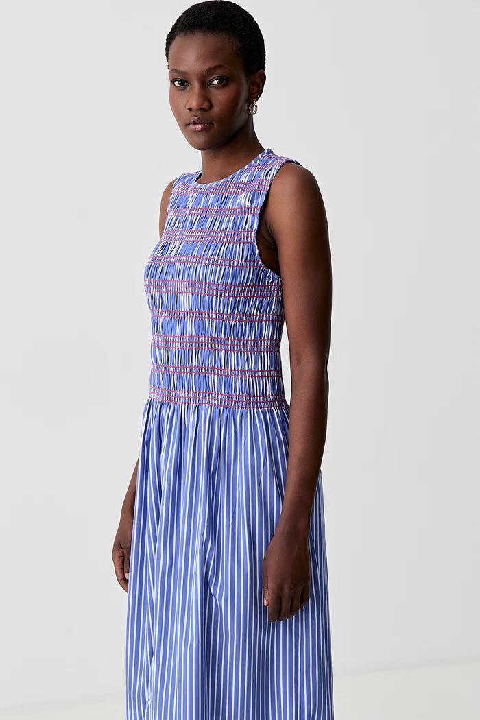 Tommy Hilfiger obleka A-kroja bombažna modra WW0WW49883